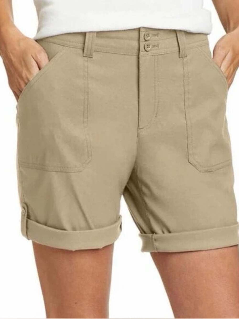 Eddie Bauer women's size 6 Tan Khaki Rolled Hem Hiking Shorts